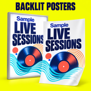 Backlit Posters mockup on a neon yellow background
