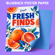 Blueback Poster Paper mockup on a purple background