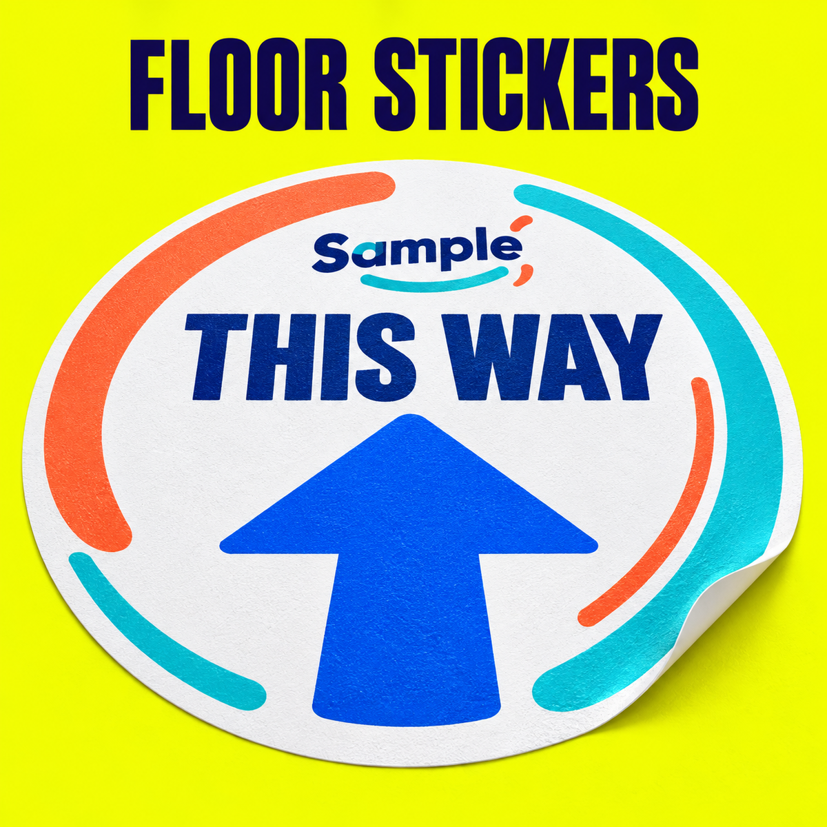 Floor Stickers mockup on a neon yellow background