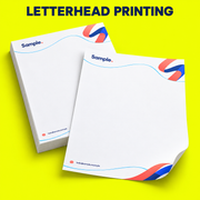 Letterhead Printing mockup on a neon yellow background