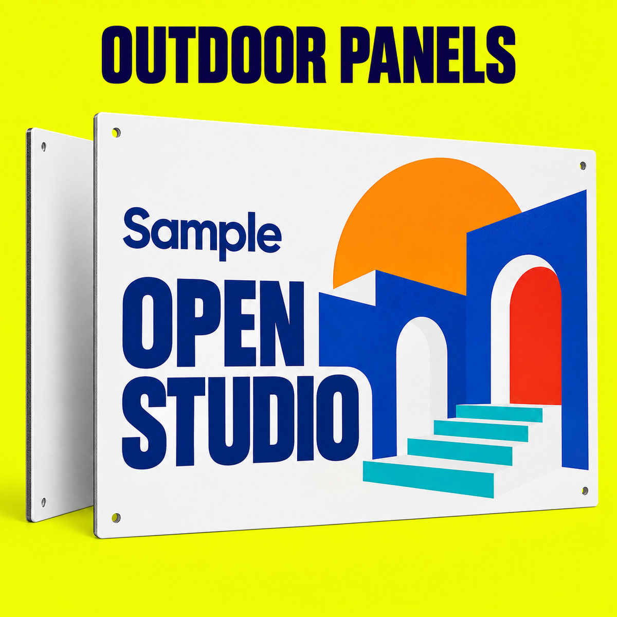 Outdoor Panels mockup on a neon yellow background