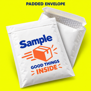 Padded Envelope mockup on a neon yellow background