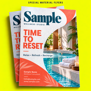 Special Material Flyers mockup on a neon yellow background