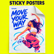 Sticky Posters mockup on a neon yellow background